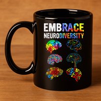 Embrace Rainbow puzzle Autism Infinity Awareness 11oz C Handle Ceramic Mug