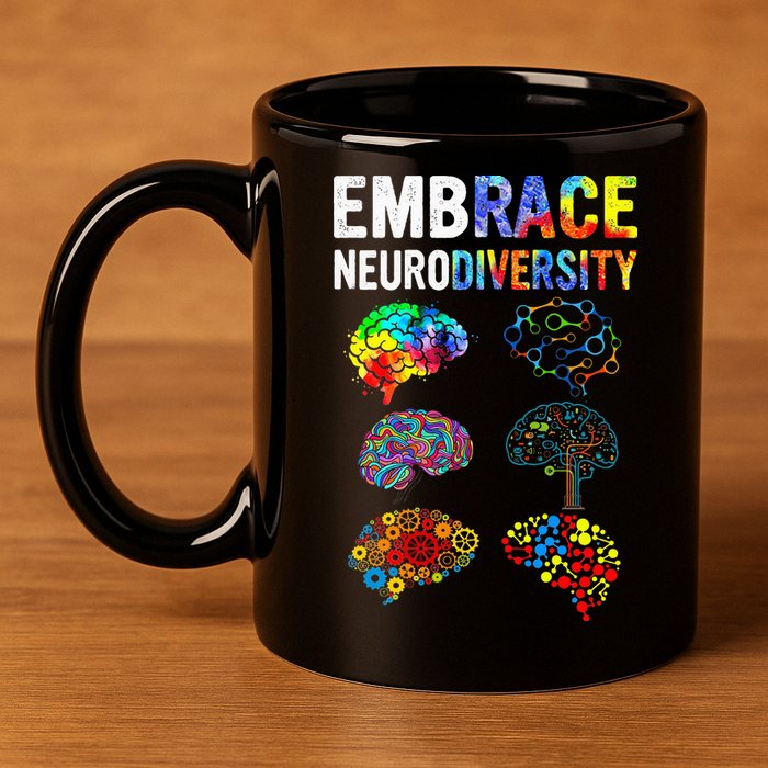 Embrace Rainbow puzzle Autism Infinity Awareness 11oz C Handle Ceramic Mug