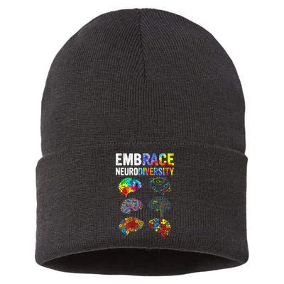 Embrace Rainbow puzzle Autism Infinity Awareness Sustainable Knit Beanie