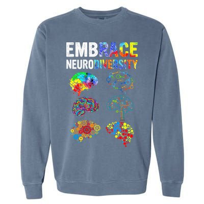 Embrace Rainbow puzzle Autism Infinity Awareness Garment-Dyed Sweatshirt