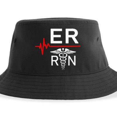 Emergency Room Registered Nurse Gift Er Heartbeat Sustainable Bucket Hat