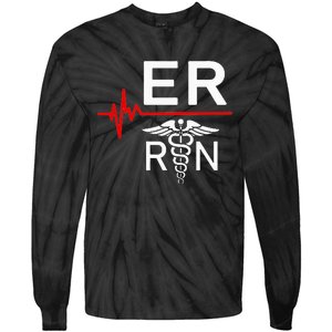 Emergency Room Registered Nurse Gift Er Heartbeat Tie-Dye Long Sleeve Shirt