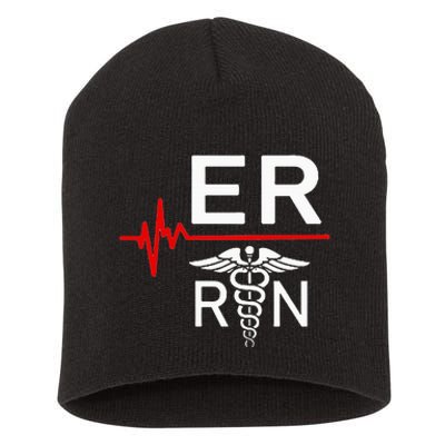 Emergency Room Registered Nurse Gift Er Heartbeat Short Acrylic Beanie