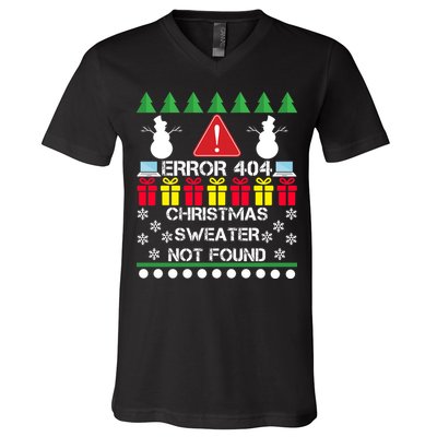 ERROR 404 Christmas Sweater Not Found V-Neck T-Shirt
