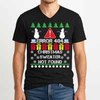ERROR 404 Christmas Sweater Not Found V-Neck T-Shirt