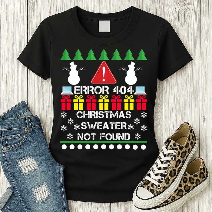 ERROR 404 Christmas Sweater Not Found Womens T-Shirt