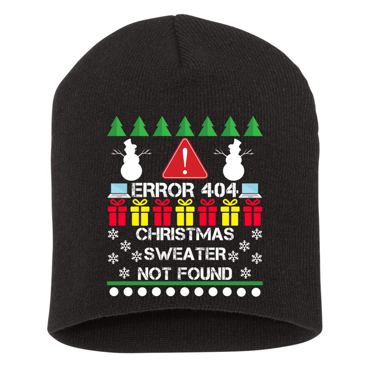 ERROR 404 Christmas Sweater Not Found Short Acrylic Beanie