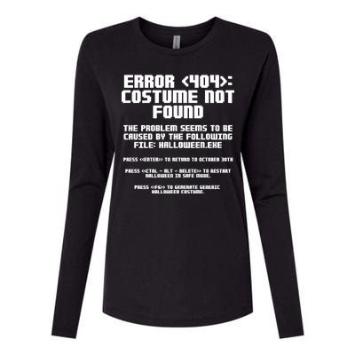 Error 404 Costume Not Found Funny Halloween Womens Cotton Relaxed Long Sleeve T-Shirt