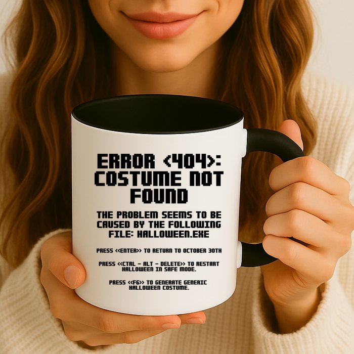 Error 404 Costume Not Found Funny Halloween Mug