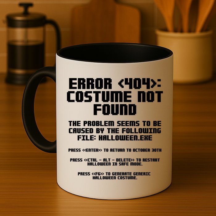 Error 404 Costume Not Found Funny Halloween Mug