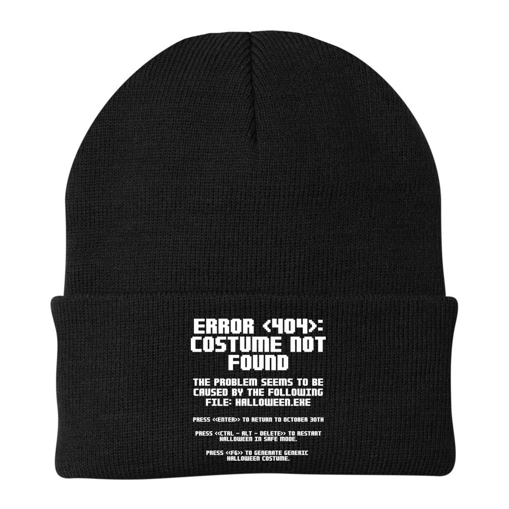 Error 404 Costume Not Found Funny Halloween Beanie