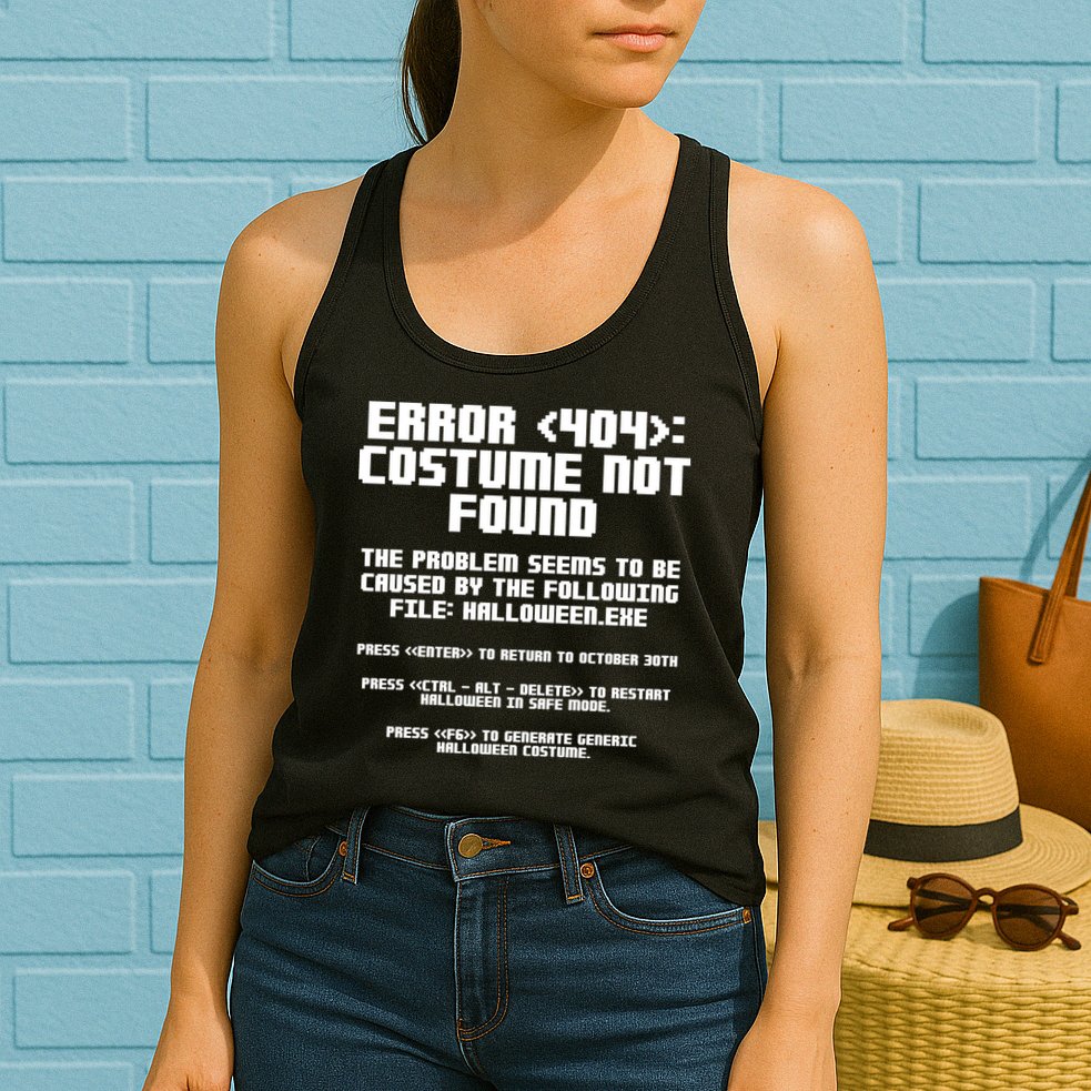 Error 404 Costume Not Found Funny Halloween Womens Tank Top