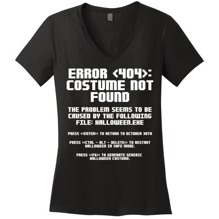 Error 404 Costume Not Found Funny Halloween Women's V-Neck T-Shirt