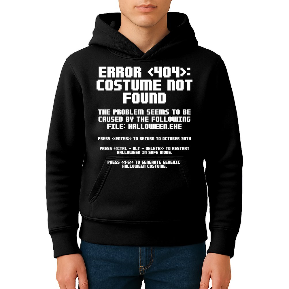 Error 404 Costume Not Found Funny Halloween Kids Hoodie