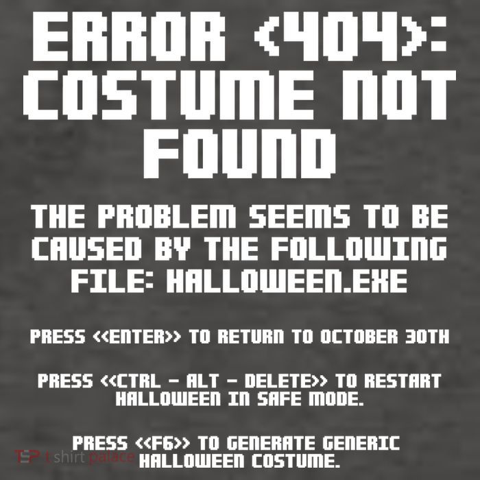 Error 404 Costume Not Found Funny Halloween Vector Backpack