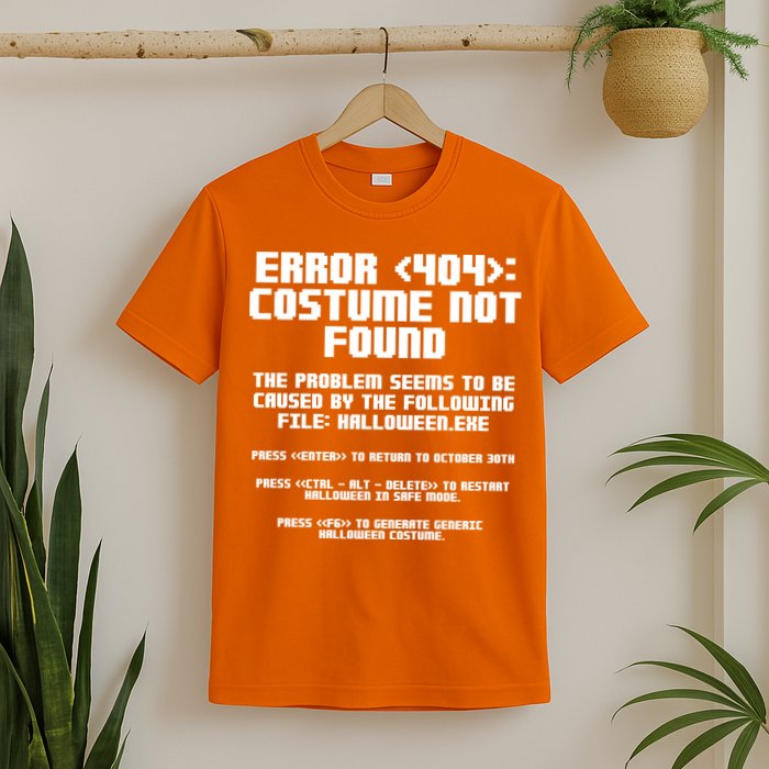 Error 404 Costume Not Found Funny Halloween T-Shirt