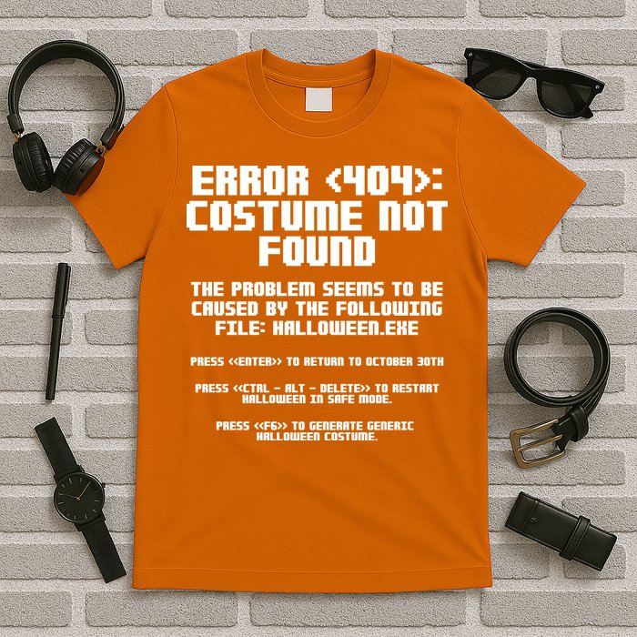 Error 404 Costume Not Found Funny Halloween T-Shirt