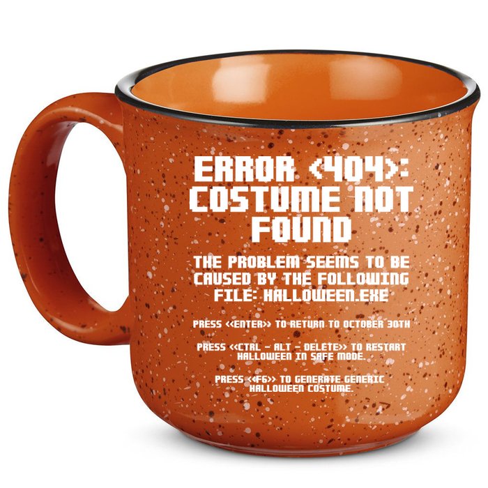 Error 404 Costume Not Found Funny Halloween 15oz Campfire Ceramic Mug