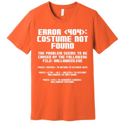 Error 404 Costume Not Found Funny Halloween Premium T-Shirt