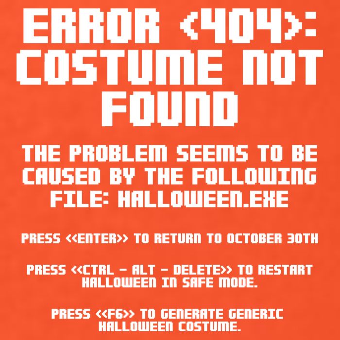 Error 404 Costume Not Found Funny Halloween Premium T-Shirt