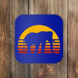 Elephant Retro Sunset Elephant Gift Coaster