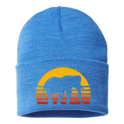 Elephant Retro Sunset Elephant Gift Sustainable Knit Beanie