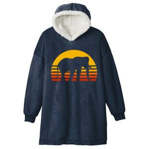 Elephant Retro Sunset Elephant Gift Hooded Wearable Blanket