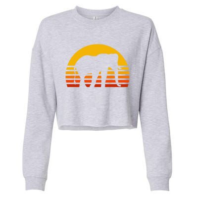 Elephant Retro Sunset Elephant Gift Cropped Pullover Crew