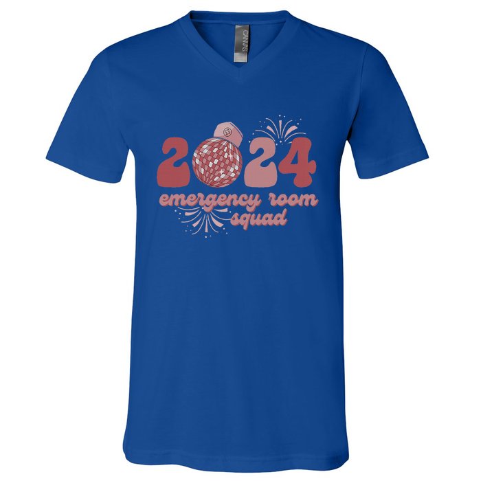  Emergency Room Squad New Year's Eve 2024 Disco Ball  V-Neck T-Shirt