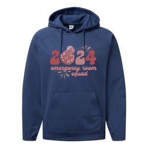  Emergency Room Squad New Year's Eve 2024 Disco Ball  Performance Fleece Hoodie