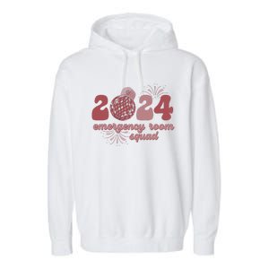  Emergency Room Squad New Year's Eve 2024 Disco Ball  Garment-Dyed Fleece Hoodie