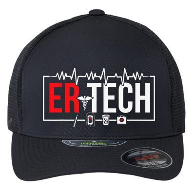 Emergency Room Technician Heartbeat ER Technicians Flexfit Unipanel Trucker Cap