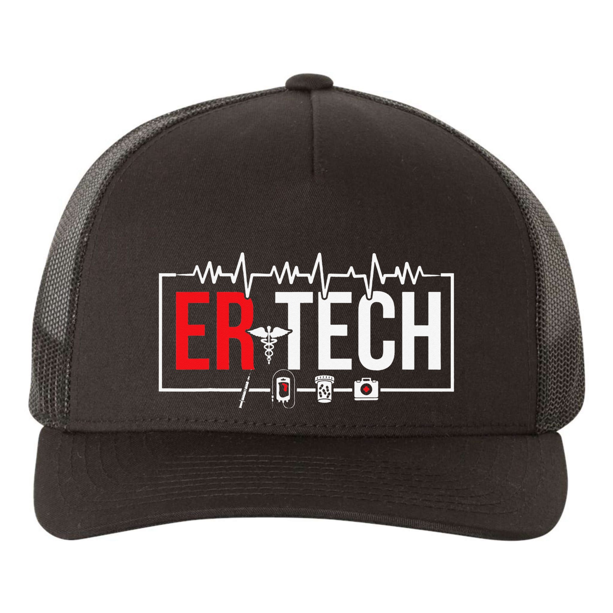 Emergency Room Technician Heartbeat ER Technicians Yupoong Adult 5-Panel Trucker Hat
