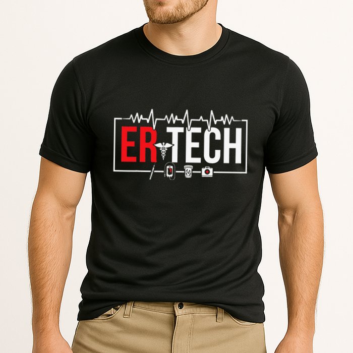Emergency Room Technician Heartbeat ER Technicians Cooling Performance Crew T-Shirt