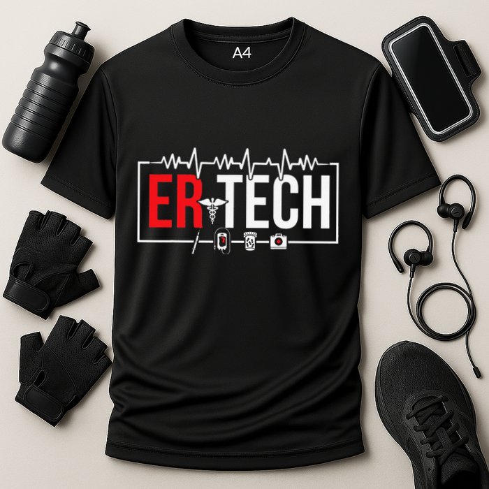 Emergency Room Technician Heartbeat ER Technicians Cooling Performance Crew T-Shirt