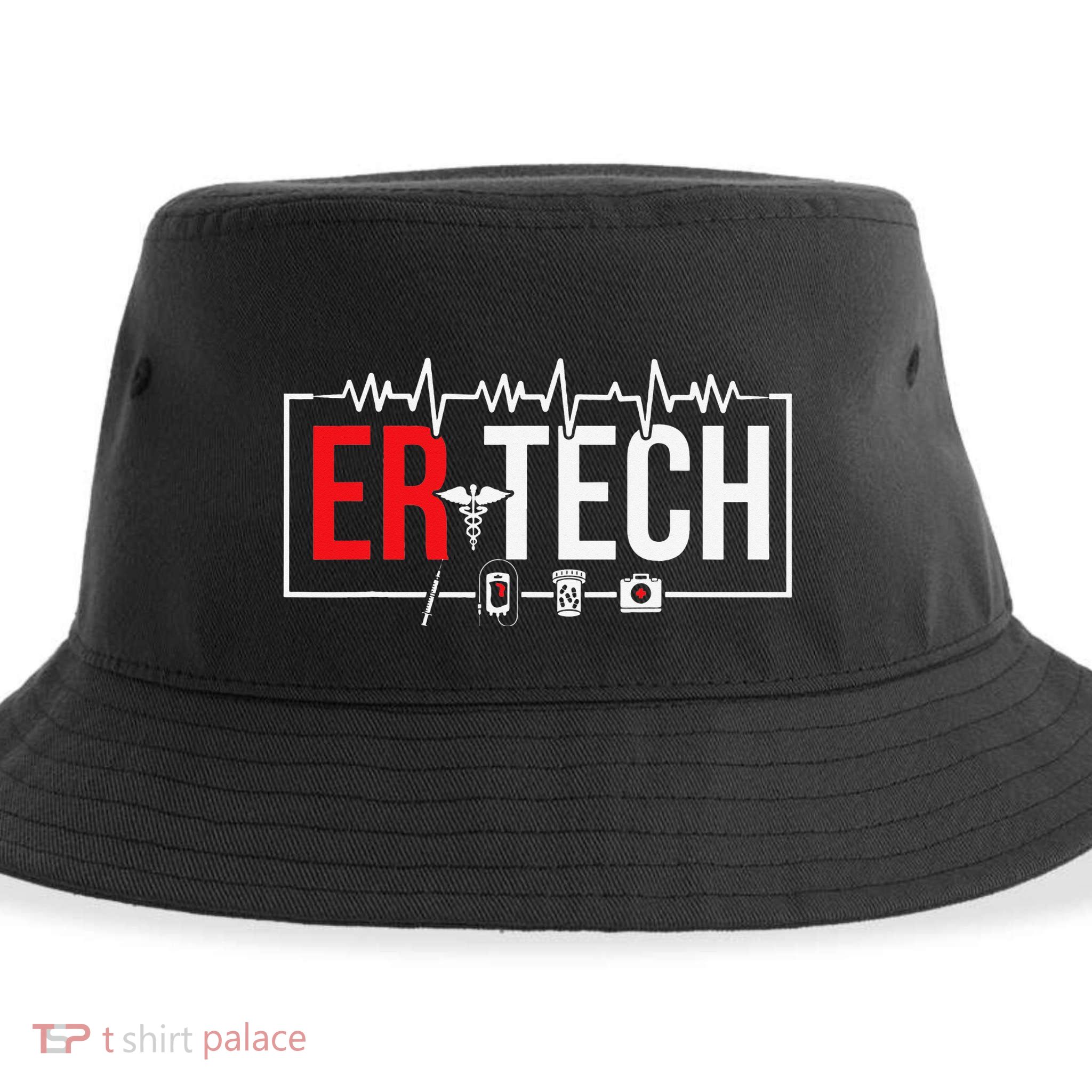 Emergency Room Technician Heartbeat ER Technicians Sustainable Bucket Hat