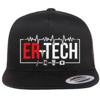 Emergency Room Technician Heartbeat ER Technicians Flat Bill Trucker Hat
