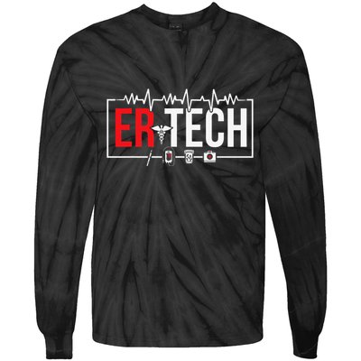 Emergency Room Technician Heartbeat ER Technicians Tie-Dye Long Sleeve Shirt