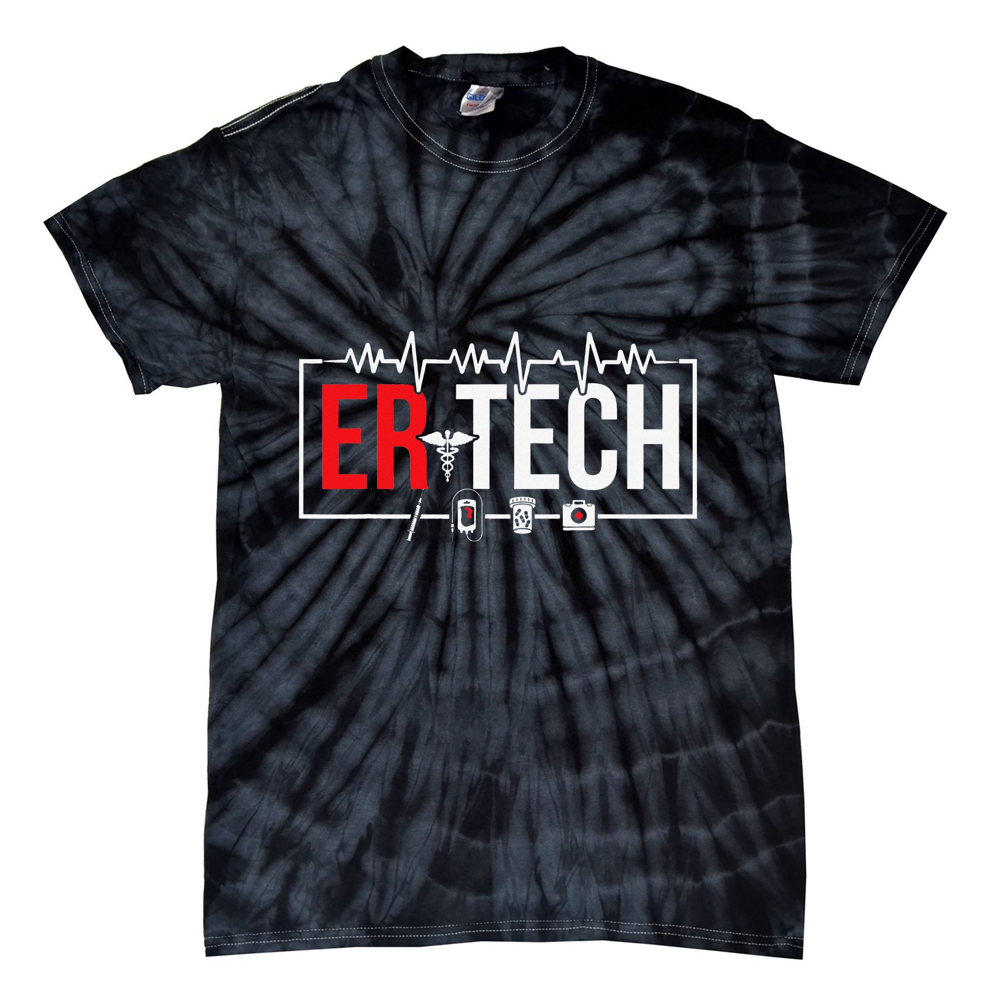 Emergency Room Technician Heartbeat ER Technicians Tie-Dye T-Shirt