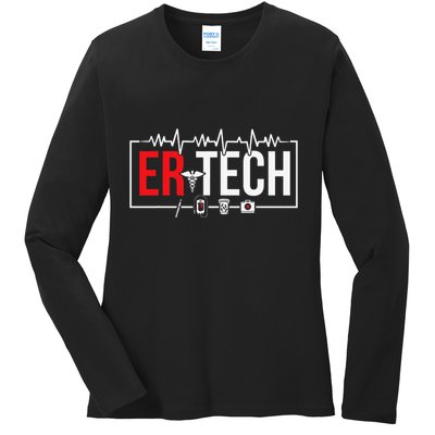 Emergency Room Technician Heartbeat ER Technicians Ladies Long Sleeve Shirt