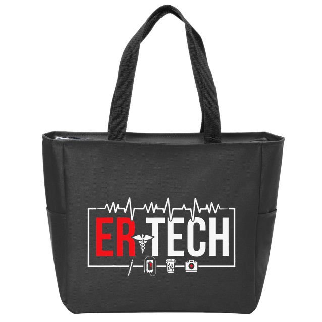 Emergency Room Technician Heartbeat ER Technicians Zip Tote Bag