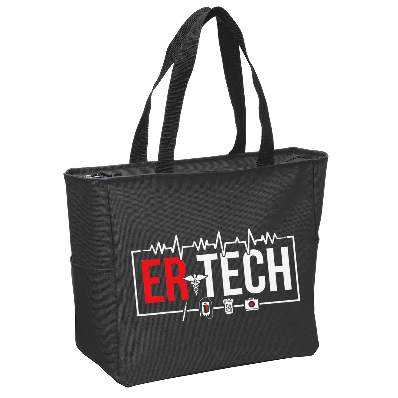 Emergency Room Technician Heartbeat ER Technicians Zip Tote Bag