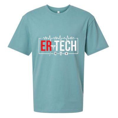 Emergency Room Technician Heartbeat ER Technicians Sueded Cloud Jersey T-Shirt
