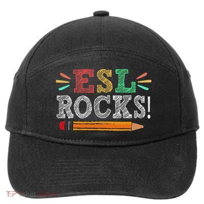 Esl Rocks Teacher Students Funny Back To School 7-Panel Snapback Hat