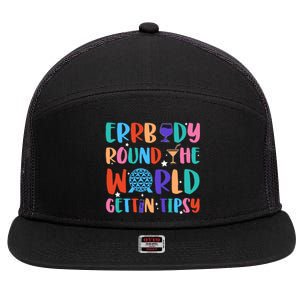 Errbody Round The World Gettin Tipsy Food And Wine Festival 7 Panel Mesh Trucker Snapback Hat