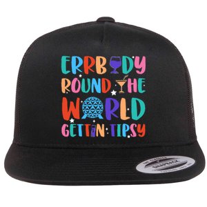 Errbody Round The World Gettin Tipsy Food And Wine Festival Flat Bill Trucker Hat