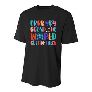 Errbody Round The World Gettin Tipsy Food And Wine Festival Youth Performance Sprint T-Shirt