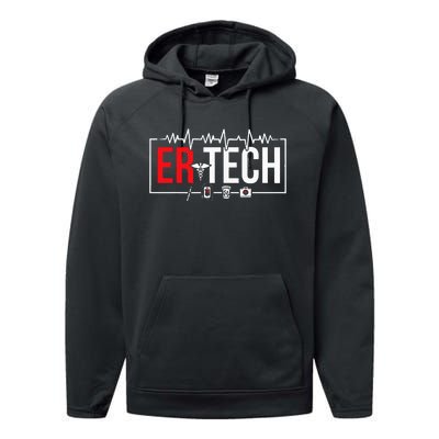 Emergency Room Technician Heartbeat ER Technicians Performance Fleece Hoodie