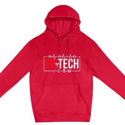 Emergency Room Technician Heartbeat ER Technicians Premium Pullover Hoodie