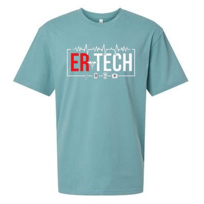 Emergency Room Technician Heartbeat ER Technicians Sueded Cloud Jersey T-Shirt